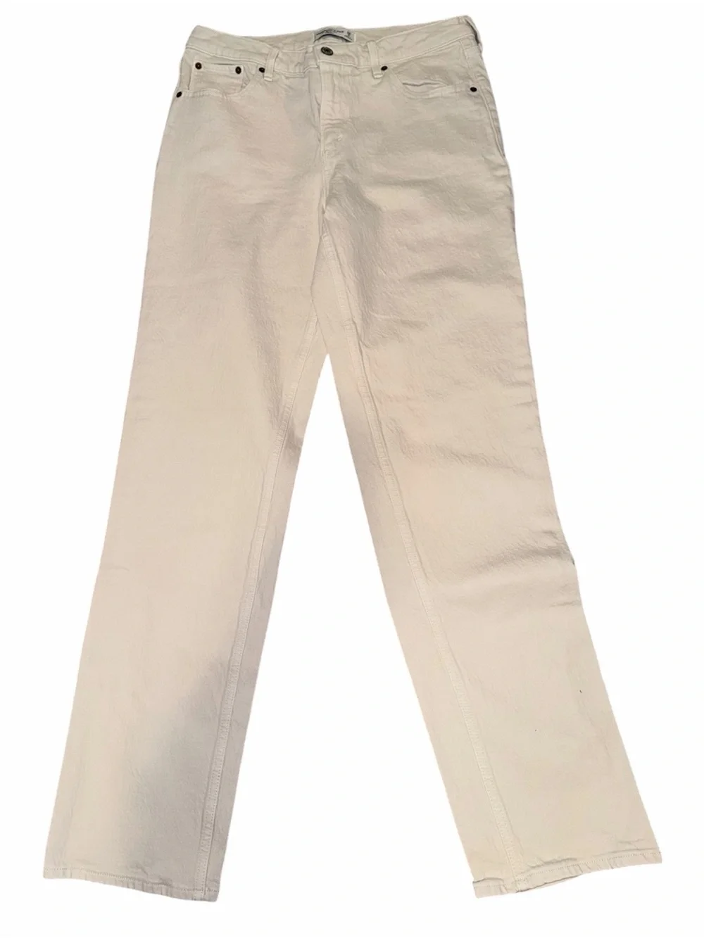 Abercrombie & Fitch Cream Straight-Leg Jeans Size 8L